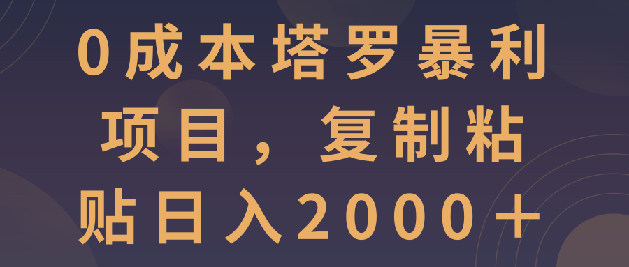 0成本塔罗暴利项目，复制粘贴日入2000＋【视频教程】