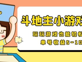 【信息差小项目】最新安卓手机斗地主小游戏变现项目，单号收益5-10元